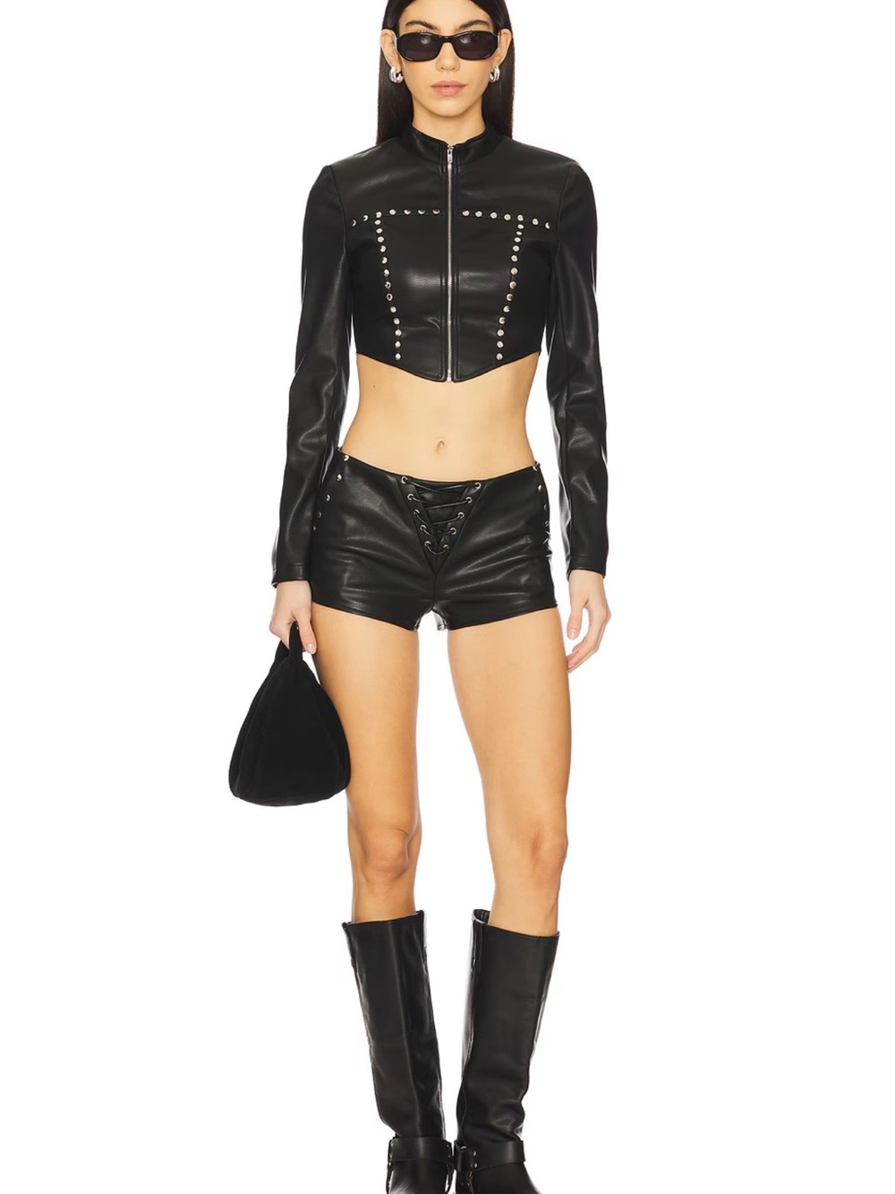 Superdown Mada Faux Leather Micro Shorts